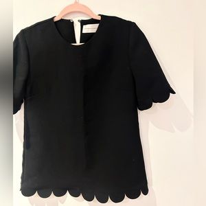 Victoria Beckham Black Top Scalloped hems US 4